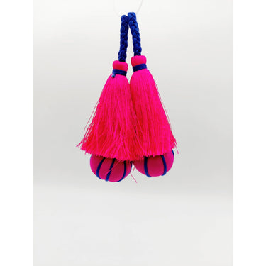 Fuchsia Pink and Blue Pumpkin Tassels, Latkan, Indian Tassels